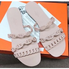 Hermes Chaine D'ancre Rivage Rubber Slipper Sandals Nude