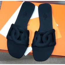 Hermes Aloha Rubber Slipper Sandals Black