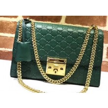 Gucci Padlock Medium Shoulder Bag 409486 Signature Leather Green