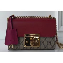 Gucci Padlock Small Shoulder Bag 409487 GG Red/Fuchsia