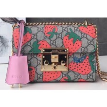 Gucci Padlock Small Shoulder Bag 409487 GG Strawberry