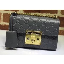 Gucci Padlock Small Shoulder Bag 409487 Signature Leather Gray