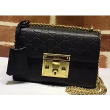 Gucci Padlock Small Shoulder Bag 409487 Signature Leather Black