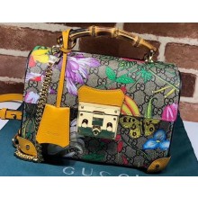 Gucci Padlock Small Bamboo Shoulder Bag 603221 GG Flora Print 2020