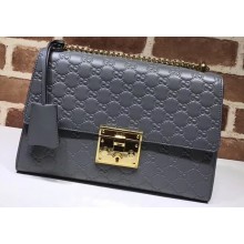 Gucci Padlock Medium Shoulder Bag 409486 Signature Leather Gray