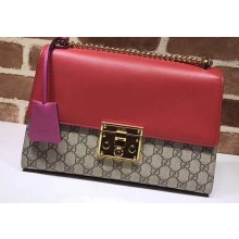 Gucci Padlock Medium Shoulder Bag 409486 GG Red/Fuchsia