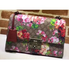 Gucci Padlock Medium Shoulder Bag 409486 Blooms Print Red