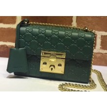 Gucci Padlock Small Shoulder Bag 409487 Signature Leather Green