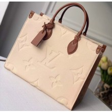 Louis Vuitton Monogram Empreinte Giant Onthego Tote Bag MM Creamy