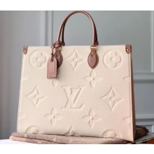Louis Vuitton Monogram Empreinte Giant Onthego Tote Bag GM Creamy