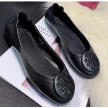 Tory Burch Minnie Travel Ballet Flats in Soft Napa Leather Black