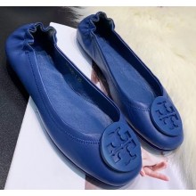 Tory Burch Minnie Travel Ballet Flats in Soft Napa Leather Roayl Blue