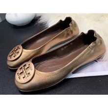 Tory Burch Minnie Travel Ballet Flats in Soft Napa Leather Bronze