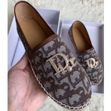 Dior Crystal Logo Oblique Canvas Espadrilles Brown 2020