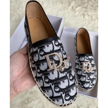 Dior Crystal Logo Oblique Canvas Espadrilles White 2020