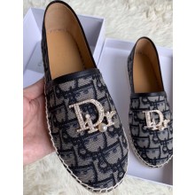 Dior Crystal Logo Oblique Canvas Espadrilles Black 2020