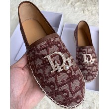 Dior Crystal Logo Oblique Canvas Espadrilles Burgundy 2020