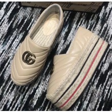 Gucci Leather Platform Espadrilles Nude With Double G 2020