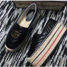 Gucci Leather Platform Espadrilles Black With Double G 2020