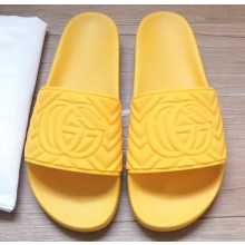 Gucci Matelassé Quilted GG Rubber Slide Sandals Yellow 2020