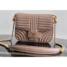 Prada Diagramme Leather Shoulder Bag 1BD217 Nude 2020