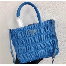 Prada Embossed Nylon Tote Bag 1BG321 Blue 2020