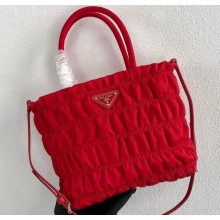 Prada Embossed Nylon Tote Bag 1BG321 Red 2020