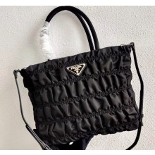 Prada Embossed Nylon Tote Bag 1BG321 Black 2020