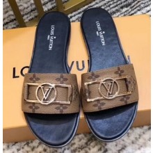 Louis Vuitton Monogram LV Dauphine Lock it Flat Mules Brown 2020