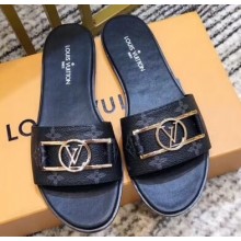 Louis Vuitton Monogram LV Dauphine Lock it Flat Mules Black 2020