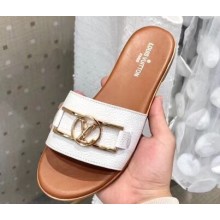 Louis Vuitton Calf Leather LV Dauphine Lock it Flat Mules White 2020