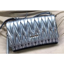 Miu Miu Matelassé Leather Mini Bag 5BH080 Metallic Blue