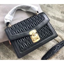 Miu Miu Miu Confidential Matelassé Leather Bag 5BA094 Black