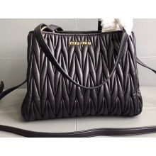 Miu Miu Matelassé Leather Shoulder Bag 5BG103 Black