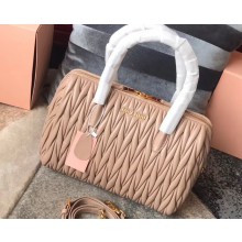 Miu Miu Matelassé Leather Top Handle Bag 5BB033 Nude