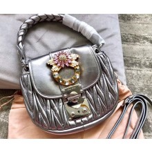 Miu Miu Leather Coffer Bag 5BH111 Silver Gray