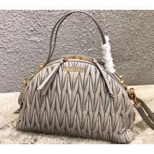Miu Miu Matelassé Leather Shoulder Bag 5BB034 Gray