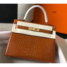 Hermes Kelly 25cm/28cm Bag in Alligator Embossed Leather Brown