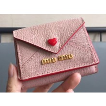 Miu Miu Leather Wallet with Love Logo 5MH020 Nude Pink