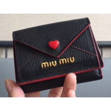 Miu Miu Leather Wallet with Love Logo 5MH020 Black
