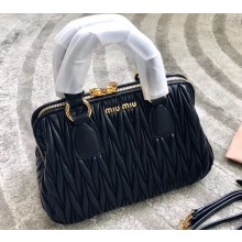Miu Miu Matelasse Leather Bauletto Top Handle Bag RL0059 Black