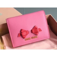 Miu Miu Leather Pocket Wallet 5MV204 Bow Pink/Red