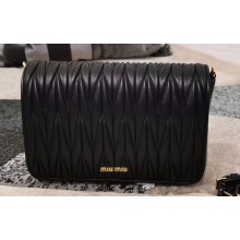 Miu Miu Matelassé Leather Shoulder Bag 5BA064 Black