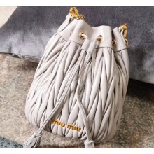 Miu Miu Matelassé Leather Bucket Bag 5BE014 Light Gray