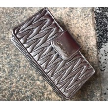 Miu Miu Matelassé Leather Clutch Bag with Strap 5BH042 Silver Gray