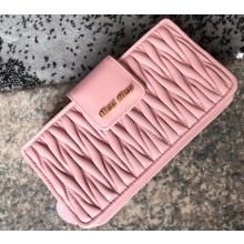 Miu Miu Matelassé Leather Clutch Bag with Strap 5BH042 Pink