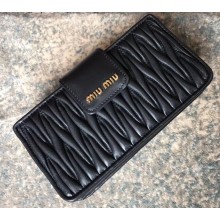 Miu Miu Matelassé Leather Clutch Bag with Strap 5BH042 Black