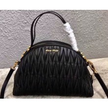 Miu Miu Matelassé Leather Shoulder Bag 5BB034 Black
