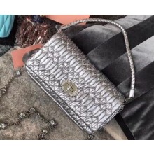 Miu Miu Crystal Leather Bag 5BD417 Silver