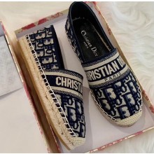 Dior Granville Oblique Embroidered Cotton Espadrilles Dark Blue 2020